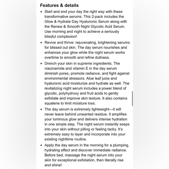 Bliss Glow & Hydrate Day Serum and Renew & Smooth Night Serum, size .27 oz each - Picture 6 of 6